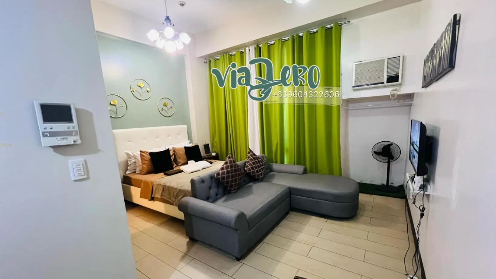 Apartment Two Palm Tree Villas Condominium - Studio 1O With Balcony - Across Terminal 3 Airport Manila